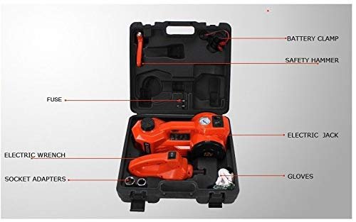 Sulfar Tawa Car Jack 3 ton with Electric Impact Wrench, Car Tools Built-in Tire Inflatable Pump LED Light Safety Hammer, 12V 4 in 1 Car Tire Repair Tool Kits