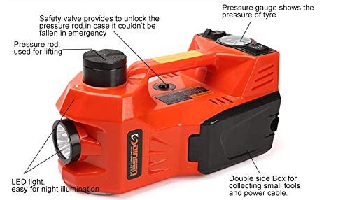 Dinsen 4 In 1 Electric Car Jack And Electric Impact Wrench 3 Ton 12V For Tire Change & Replacement And Led Light Portable Car Repair Tool Kit (Lifting + Inflating + Replacing + Led Light)