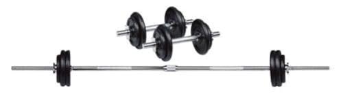 Life Power 50 Kg Dumbbell and Barbell Set, Black