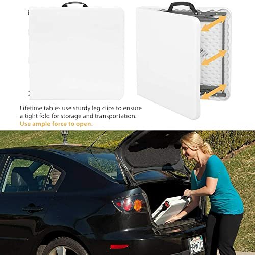 5FT Folding Picnic Table for Outdoor, Portable Fold-in-Half Plastic Dining Picnic Party Table with Carrying Handle, Utility Foldable Table for Indoor/Outdoor Picnic Camping Bench, White