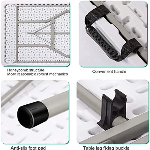 5FT Folding Picnic Table for Outdoor, Portable Fold-in-Half Plastic Dining Picnic Party Table with Carrying Handle, Utility Foldable Table for Indoor/Outdoor Picnic Camping Bench, White
