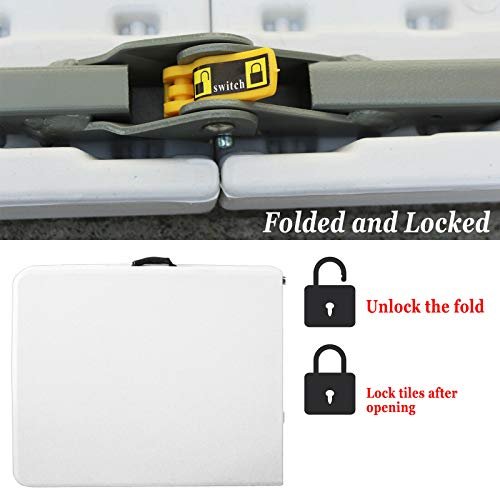 5FT Folding Picnic Table for Outdoor, Portable Fold-in-Half Plastic Dining Picnic Party Table with Carrying Handle, Utility Foldable Table for Indoor/Outdoor Picnic Camping Bench, White