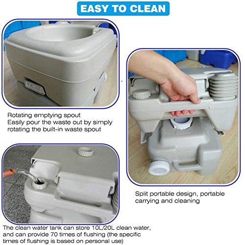 Portable Camping Toilet, Camping Toilet 10L/20L Deluxe Travel Portable Toilet, Built-In Pour Spout & Washing Sprayer, for Camping, RV, Boat & More – Piston Pump Flush