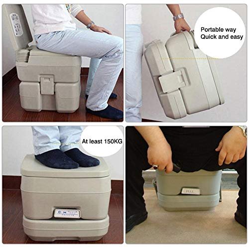 Portable Camping Toilet, Camping Toilet 10L/20L Deluxe Travel Portable Toilet, Built-In Pour Spout & Washing Sprayer, for Camping, RV, Boat & More – Piston Pump Flush