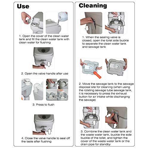 Portable Camping Toilet, Camping Toilet 10L/20L Deluxe Travel Portable Toilet, Built-In Pour Spout & Washing Sprayer, for Camping, RV, Boat & More – Piston Pump Flush