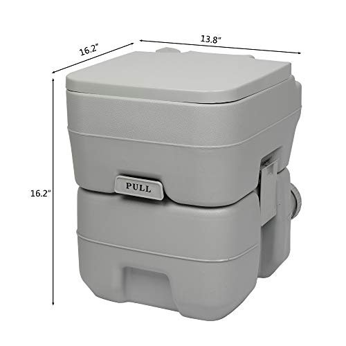 MLDWME Portable Removable Flush Toilet 10L/20L Portable Removable Flush Toilet with Single Outlet Designed for Camping Hiking Boating Rving and More,Gray,20L
