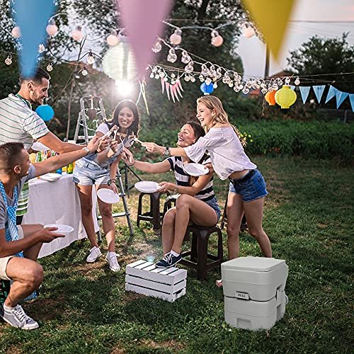 MLDWME Portable Removable Flush Toilet 10L/20L Portable Removable Flush Toilet with Single Outlet Designed for Camping Hiking Boating Rving and More,Gray,20L