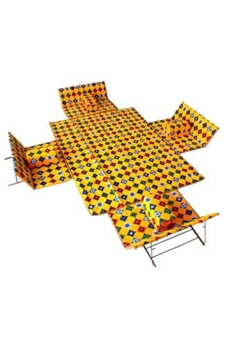 طقم مجلس التخييم أرضية مع مركي وكراسي وسجادة فاخر يكفي 8 PERSONS للبر الرحلات 9 قطع (Yellow)