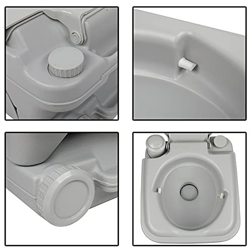 MLDWME Portable Removable Flush Toilet 10L/20L Portable Removable Flush Toilet with Single Outlet Designed for Camping Hiking Boating Rving and More,Gray,10L