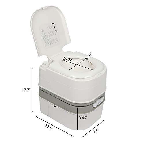 MLDWME 24L Portable Removable Flush Toilet Outdoor Indoor Travel Camping Portable Toilet Designed for Camping Hiking Boating Rving And More,White,18.11x14.96x17.32
