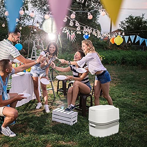MLDWME 24L Portable Removable Flush Toilet Outdoor Indoor Travel Camping Portable Toilet Designed for Camping Hiking Boating Rving And More,White,18.11x14.96x17.32