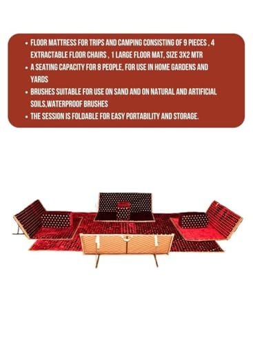 طقم مجلس التخييم أرضية مع مركي وكراسي وسجادة فاخر يكفي 8 PERSONS للبر الرحلات 9 قطع (نبيت)