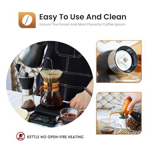 SOTECH Portable Pour Over Coffee Maker Chemex Dripper Set Espresso Americano Latte For Travel Camping Office Home Car Hiking(2 Cup Coffe Gift Set), 6.86.757