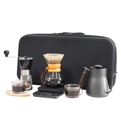 SOTECH Portable Pour Over Coffee Maker Chemex Dripper Set Espresso Americano Latte For Travel Camping Office Home Car Hiking(2 Cup Coffe Gift Set), 6.86.757