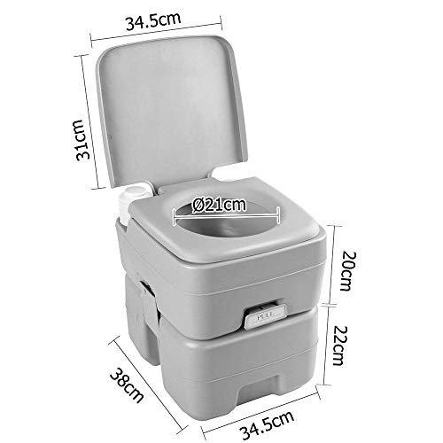Weisshorn Portable Toilet, 20L Camping Toilets Flush Travel Squatty Potty Outdoor Camp Hiking Caravan Car Boating Fishing Gear, 50 Flushes Waste Tank Grey