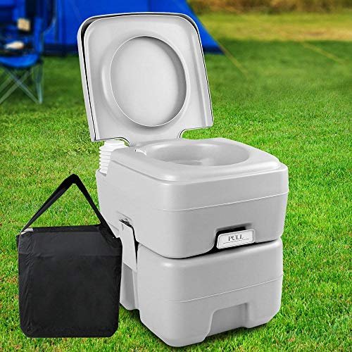 Weisshorn Portable Toilet, 20L Camping Toilets Flush Travel Squatty Potty Outdoor Camp Hiking Caravan Car Boating Fishing Gear, 50 Flushes Waste Tank Grey