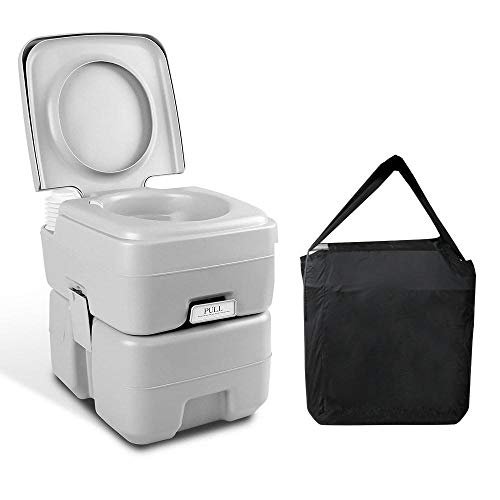 Weisshorn Portable Toilet, 20L Camping Toilets Flush Travel Squatty Potty Outdoor Camp Hiking Caravan Car Boating Fishing Gear, 50 Flushes Waste Tank Grey