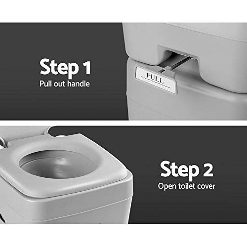 Weisshorn Portable Toilet, 20L Camping Toilets Flush Travel Squatty Potty Outdoor Camp Hiking Caravan Car Boating Fishing Gear, 50 Flushes Waste Tank Grey