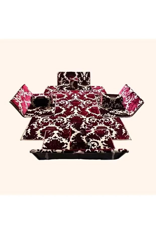 طقم مجلس التخييم أرضية مع مركي وكراسي وسجادة فاخر يكفي 8 شخص للبر والرحلات 9 قطع (نبيتى مشور)