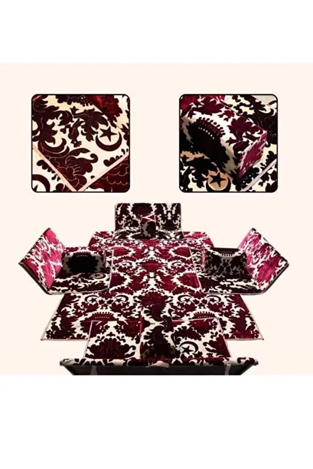 طقم مجلس التخييم أرضية مع مركي وكراسي وسجادة فاخر يكفي 8 شخص للبر والرحلات 9 قطع (نبيتى مشور)