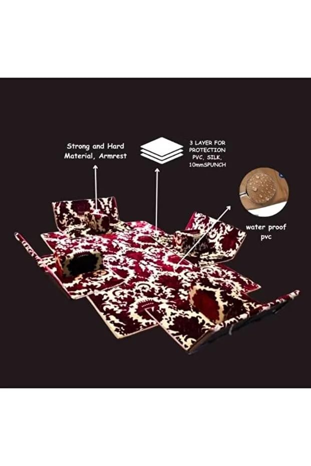 طقم مجلس التخييم أرضية مع مركي وكراسي وسجادة فاخر يكفي 8 شخص للبر والرحلات 9 قطع (نبيتى مشور)