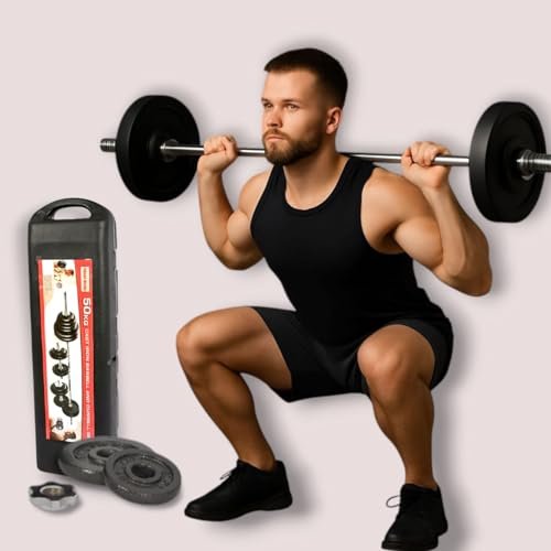 Dumbbell Set 50 Kg Barbell Weights With Carrying Box – Adjustable For Beginners And Professionals – Black (Black, 50K)