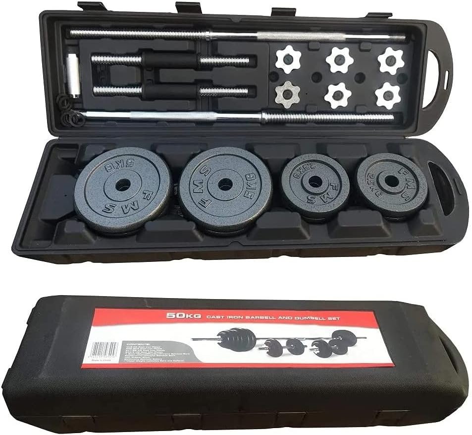 Dumbbell Set 50 Kg Barbell Weights With Carrying Box – Adjustable For Beginners And Professionals – Black (Black, 50K)