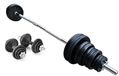 York 50 KG Cast Iron Barbell And Dumbell Set