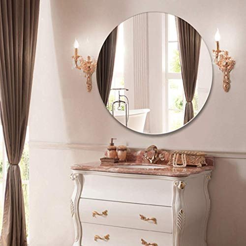 LATT-LIV Mirror - bathroom mirror, wall-mounte'd frameless mirror, round explosion-proof, clear image (Size : 60cm)