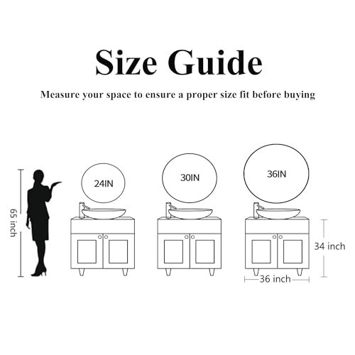 Umzodo 36 inch Large Black Round Mirror for Wall Decor, Brushed Metal Framed Circle Mirror for Bathroom, Vanity, Bedroom, Living Room, Entryway Decor