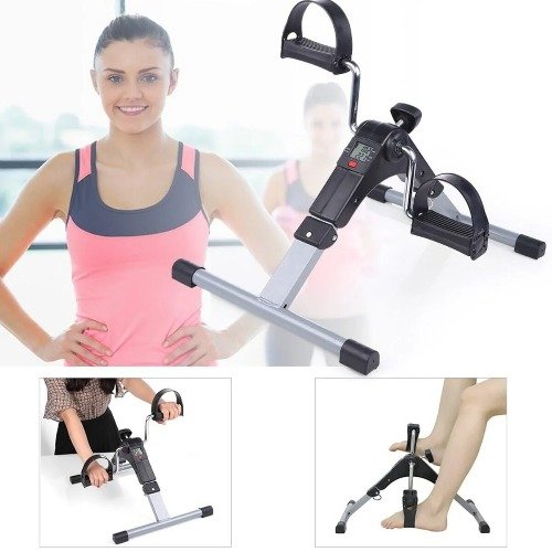 دراجة تمارين ارضية,للياقة البدنية بدواسة و شاشة LCD, عجلة لممارسة تمارين اليد والقدم قابلة للطي
