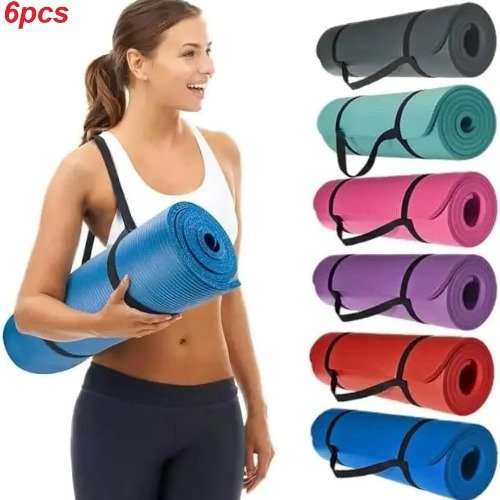 سجادة تمارين اليوغا عالية الكثافة بسمك 10 ملي مع فوم مريح للتمارين الرياضية واليوجا - 6 حبة