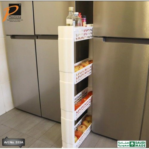 منظم ارفف للمساحات الضيقه رف متعدد الأغراض بأربع طبقات أبيض 97 × 54 سم