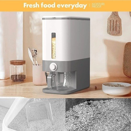 موزع حبوب سعة 8 لتر مع كوب قياس، درج واحد، مقاوم للرطوبة لتخزين الأرز و حبوب كورن فليكس