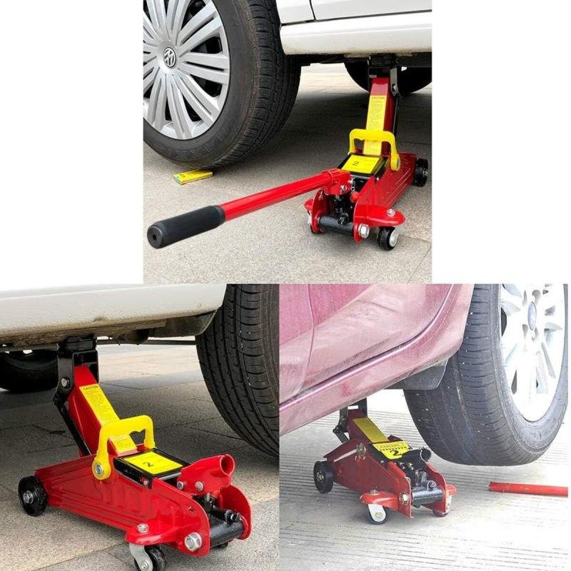 🛠️ رافعة سيارة هيدروليك حمراء 2 طن بعجلات وحقيبة حمل – قوية وآمنة وسهلة الاستخدام