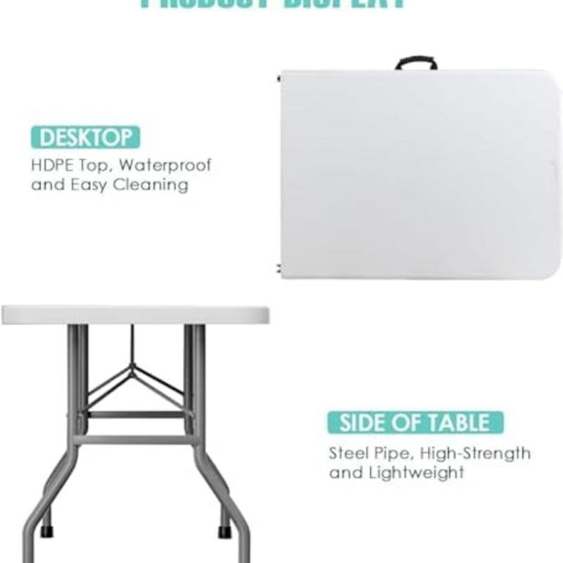 طاولة قابلة للطي محمولة قابلة للطي للتخزين السهل مثالية للاستخدام الداخلي والخارجي 180 سم 6 أقدام