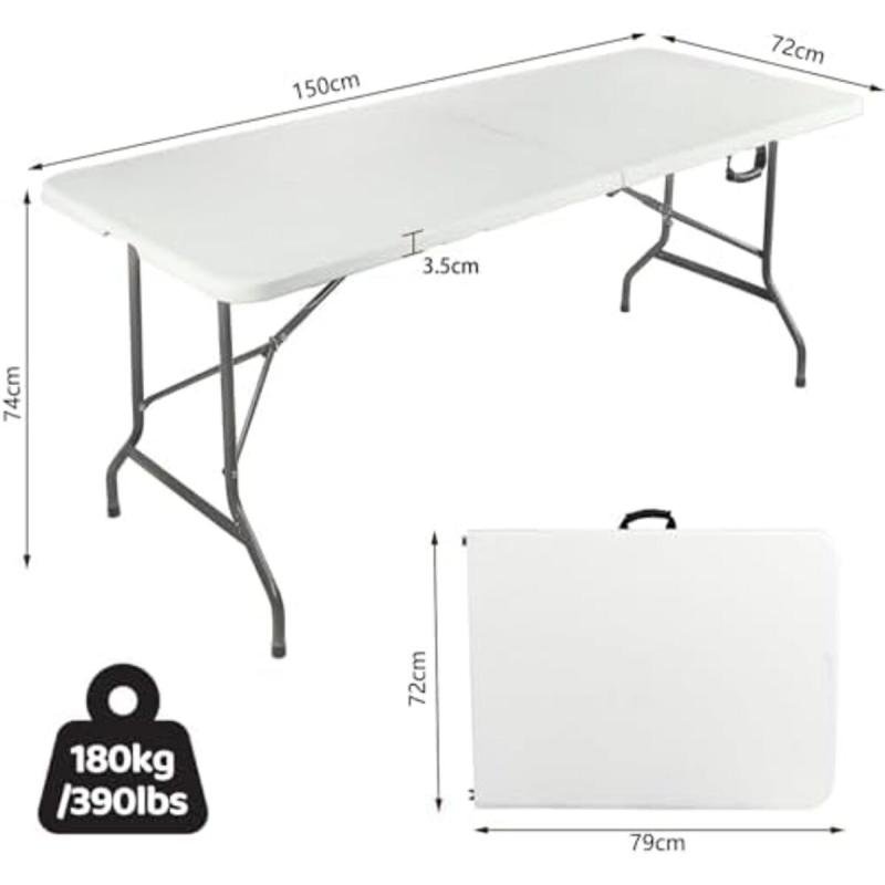 طاولة قابلة للطي محمولة قابلة للطي للتخزين السهل مثالية للاستخدام الداخلي والخارجي 180 سم 6 أقدام