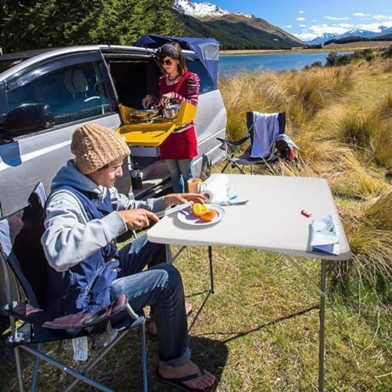 طاولة قابلة للطي محمولة قابلة للطي للتخزين السهل مثالية للاستخدام الداخلي والخارجي 180 سم 6 أقدام