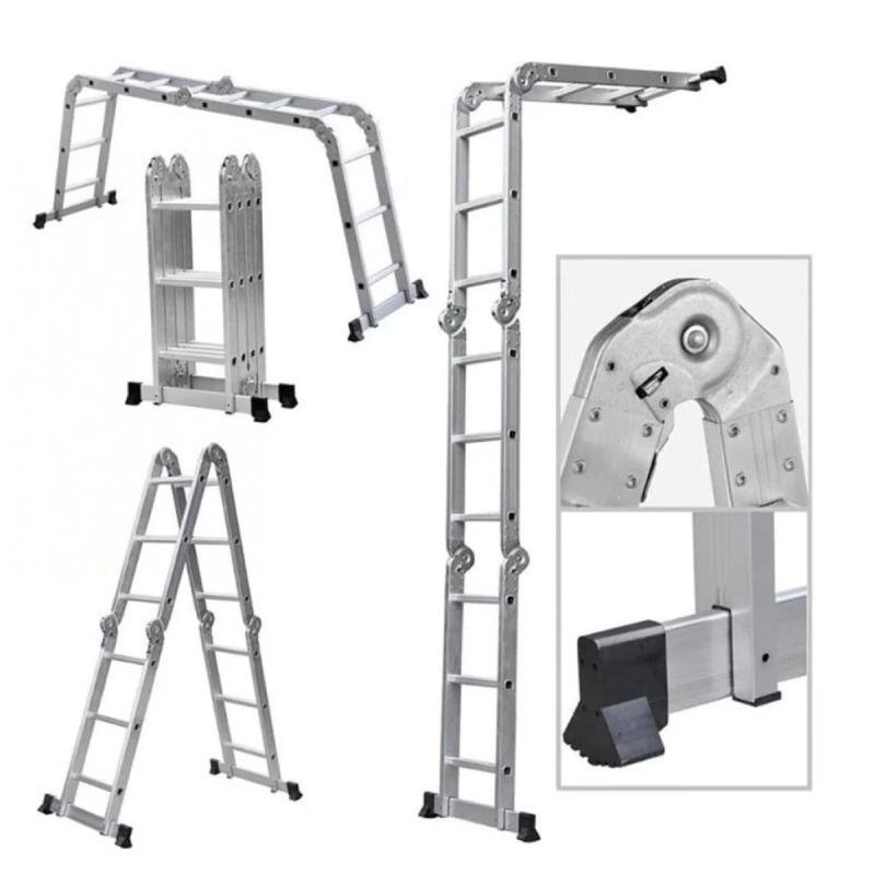 سلم قابل للطي متعدد الأغراض يحتوي على 12 درجًا - سلم ألمنيوم متعدد الأوضاع 4 متر