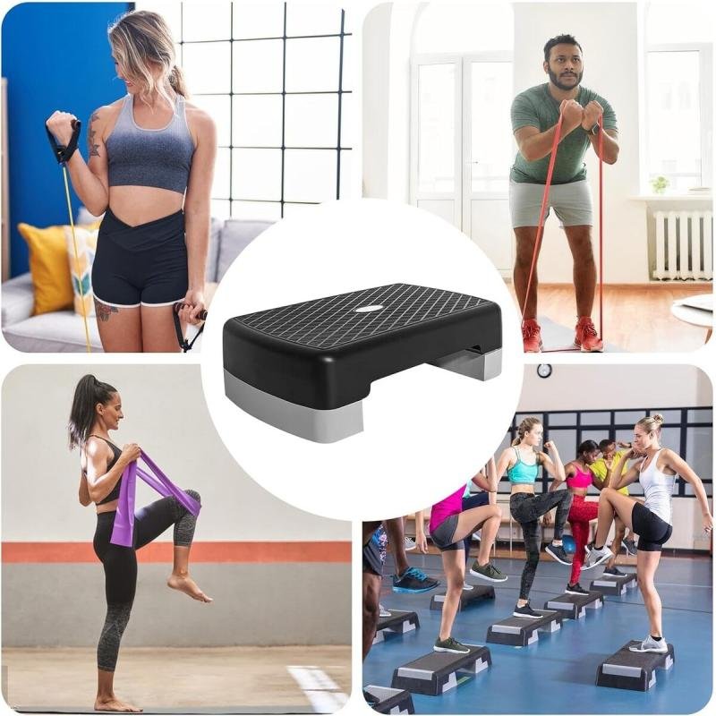 منصة إيروبيك قابلة للتعديل لتمارين اللياقة درجة رياضية للمنزل وصالة الألعاب - خطوة تمارين كارديو 💪