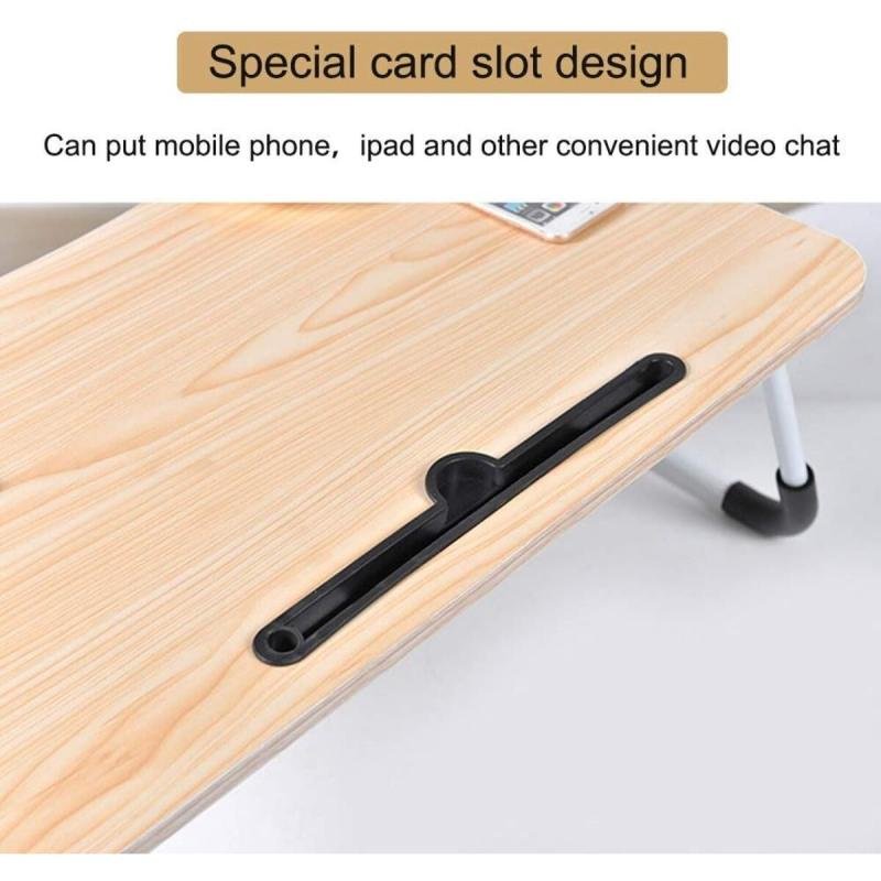 طاولة لابتوب للسرير محمولة قابلة للطي مع حامل أكواب للعمل وتناول الطعام والكتابة، لون بيج