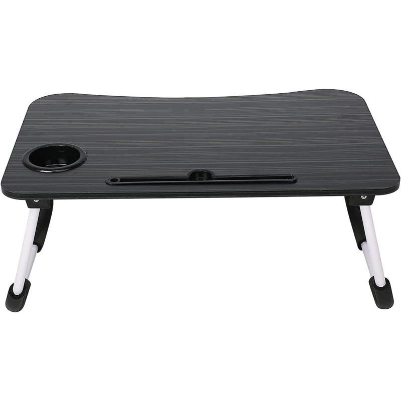 طاولة لابتوب للسرير محمولة قابلة للطي مع حامل أكواب للعمل وتناول الطعام والكتابة، لون بيج