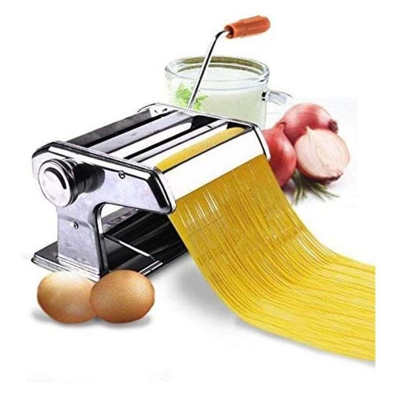 آلة صنع المعكرونة اليدوية ستانلس ستيل – فرد وتقطيع العجين بسهولة,صانعة باستا مع مقبض خشبي