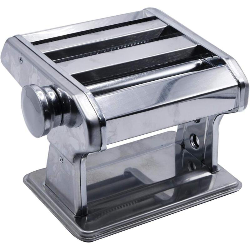 آلة صنع المعكرونة اليدوية ستانلس ستيل – فرد وتقطيع العجين بسهولة,صانعة باستا مع مقبض خشبي