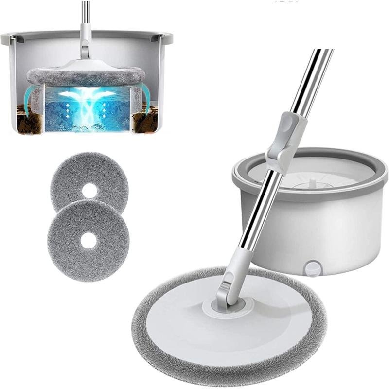 سطل وممسحة سبين 360 درجة بعزل الماء – تنظيف بدون عصر ومجهود أقل,دلو دائري مع 2 منشفة هدية 🎁