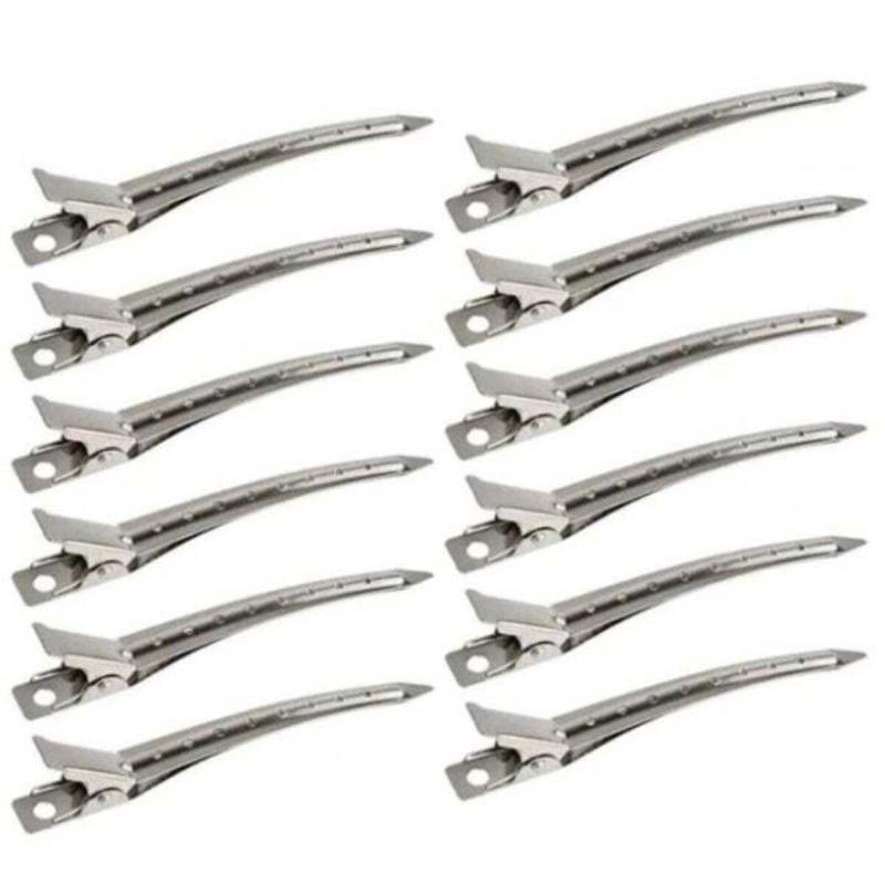 مشابك منقار البط المعدنية المقاومة للصدأ لتصفيف وتلوين الشعر ,توكة – فضي