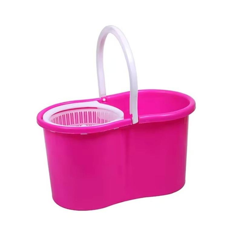 مجموعة ممسحة و دلو دوارة سهلة العصر والتنظيف، ممسحة ارضية مع عصارة دوارة ورأس من المايكروفايبر,احمر