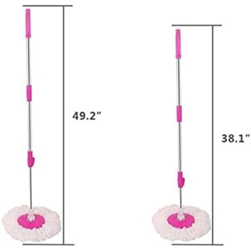 مجموعة ممسحة و دلو دوارة سهلة العصر والتنظيف، ممسحة ارضية مع عصارة دوارة ورأس من المايكروفايبر,احمر