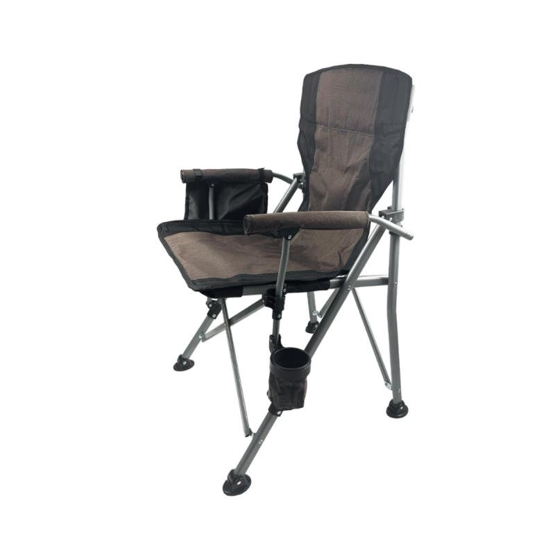 كرسي تخييم قابل للطي عالي التحمل مع مسند ظهر وجيب جانبي وحامل أكواب – عملي للرحلات والطلعات |