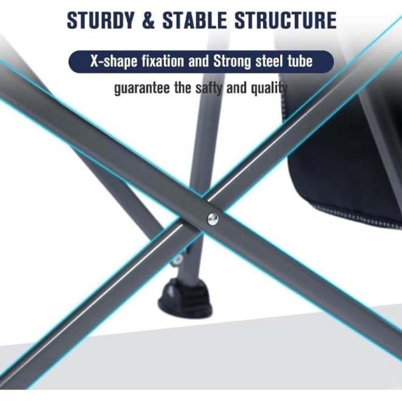 كرسي تخييم قابل للطي عالي التحمل مع مسند ظهر وجيب جانبي وحامل أكواب – عملي للرحلات والطلعات |